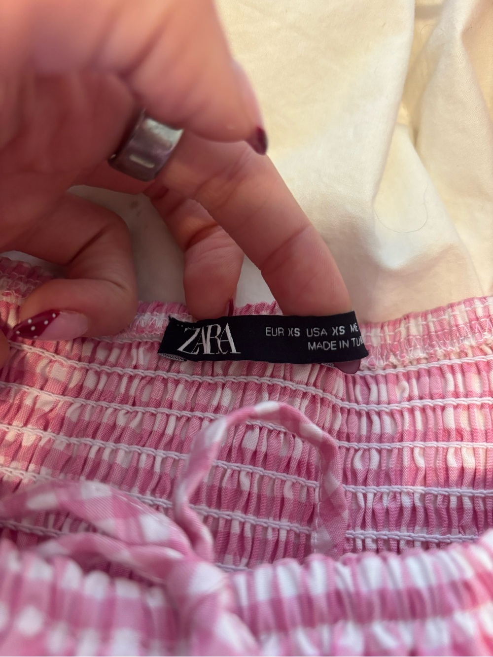 Zara Pink Gingham Puff-Sleeve Sundress - Picture 3 of 4